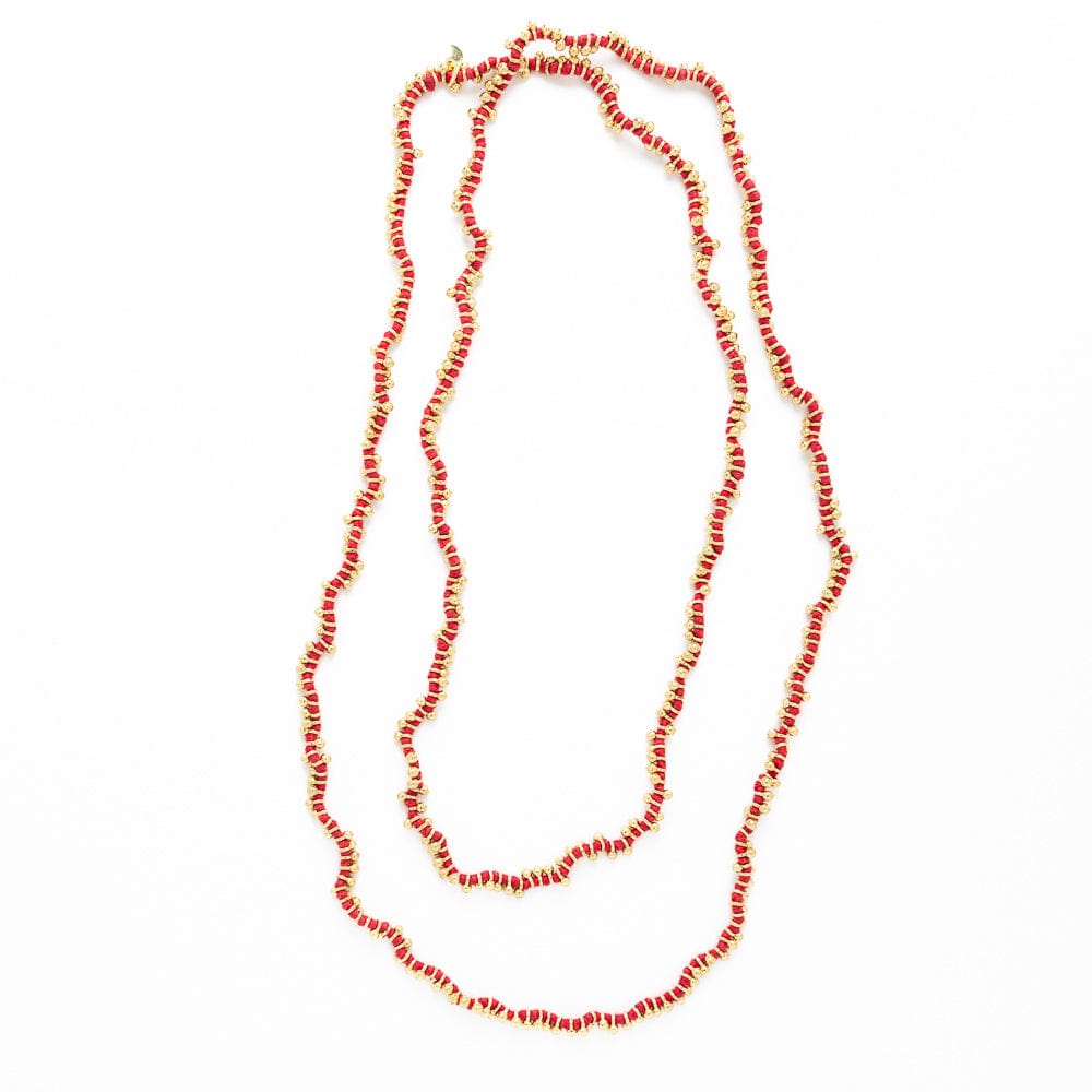 Rosemary Thread With Brass Extra Long Necklace Red Wholesale