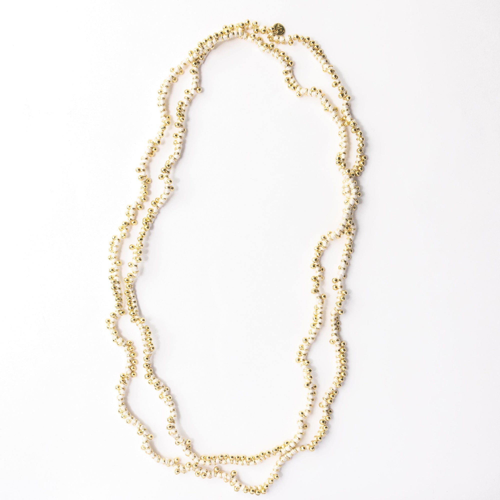 Rosemary Thread With Brass Extra Long Necklace White