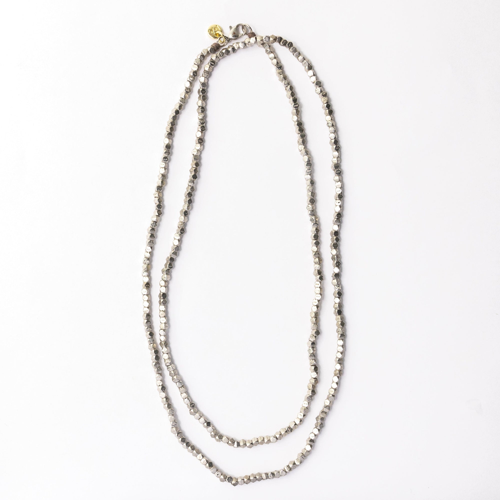 Erica Long Necklace Faceted Silver Beads