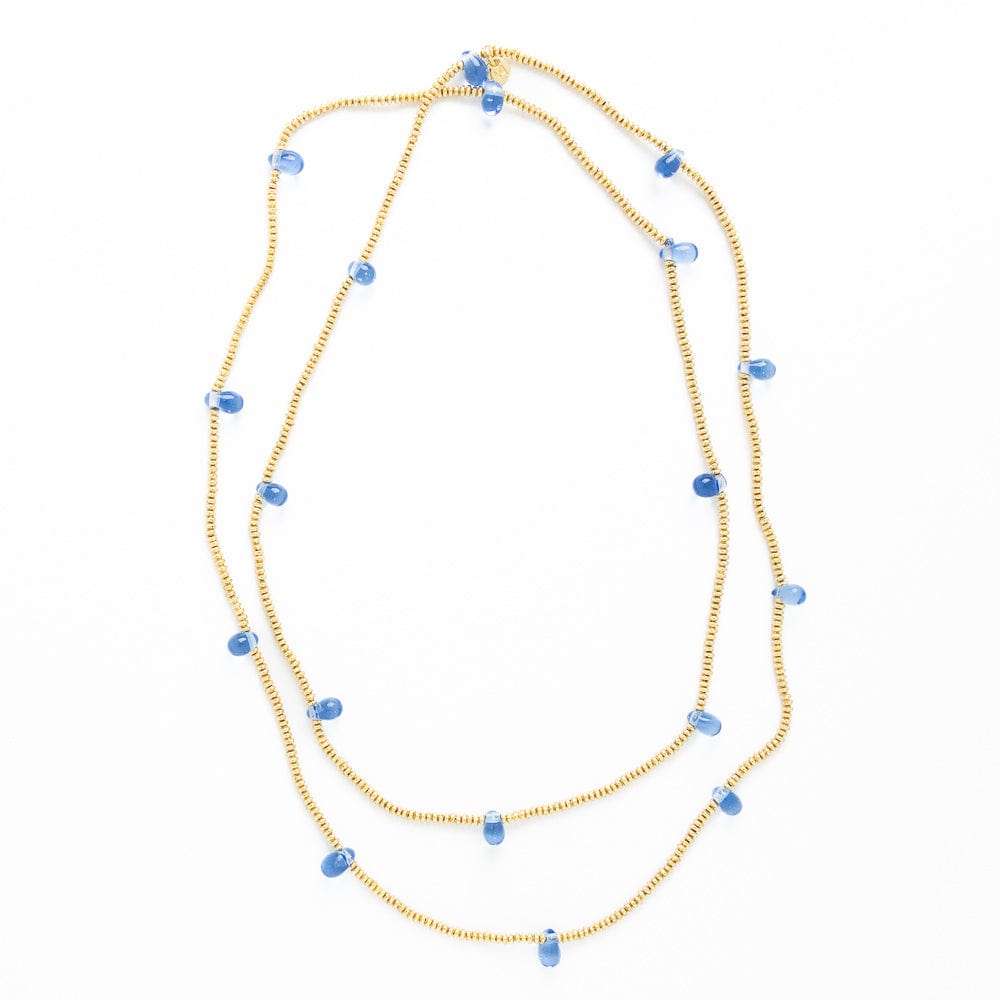 Portia Brass Necklace With Glass Beads Blue Wholesale