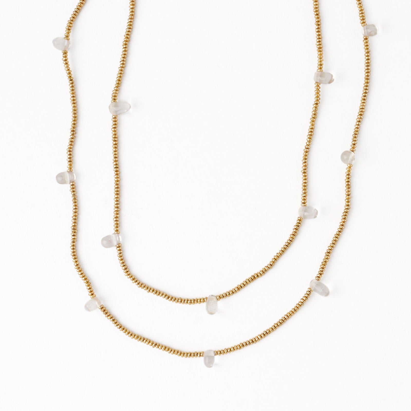Portia Brass Necklace With Glass Beads Clear Wholesale
