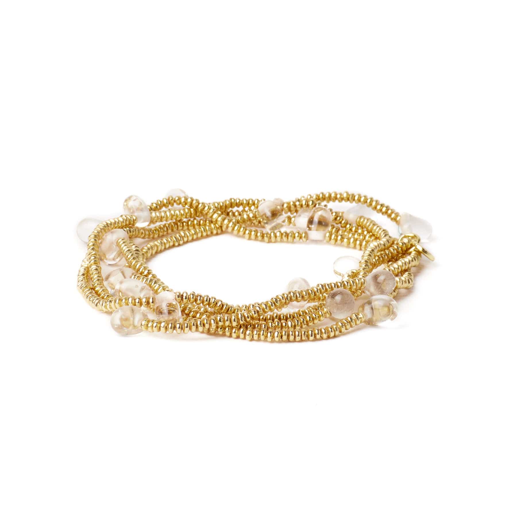 Portia Brass Necklace With Glass Beads Clear Wholesale