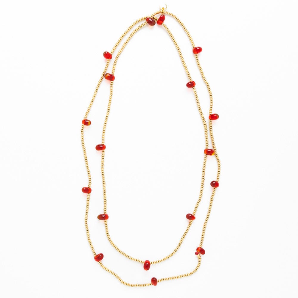 Portia Brass Necklace With Glass Beads Red Wholesale