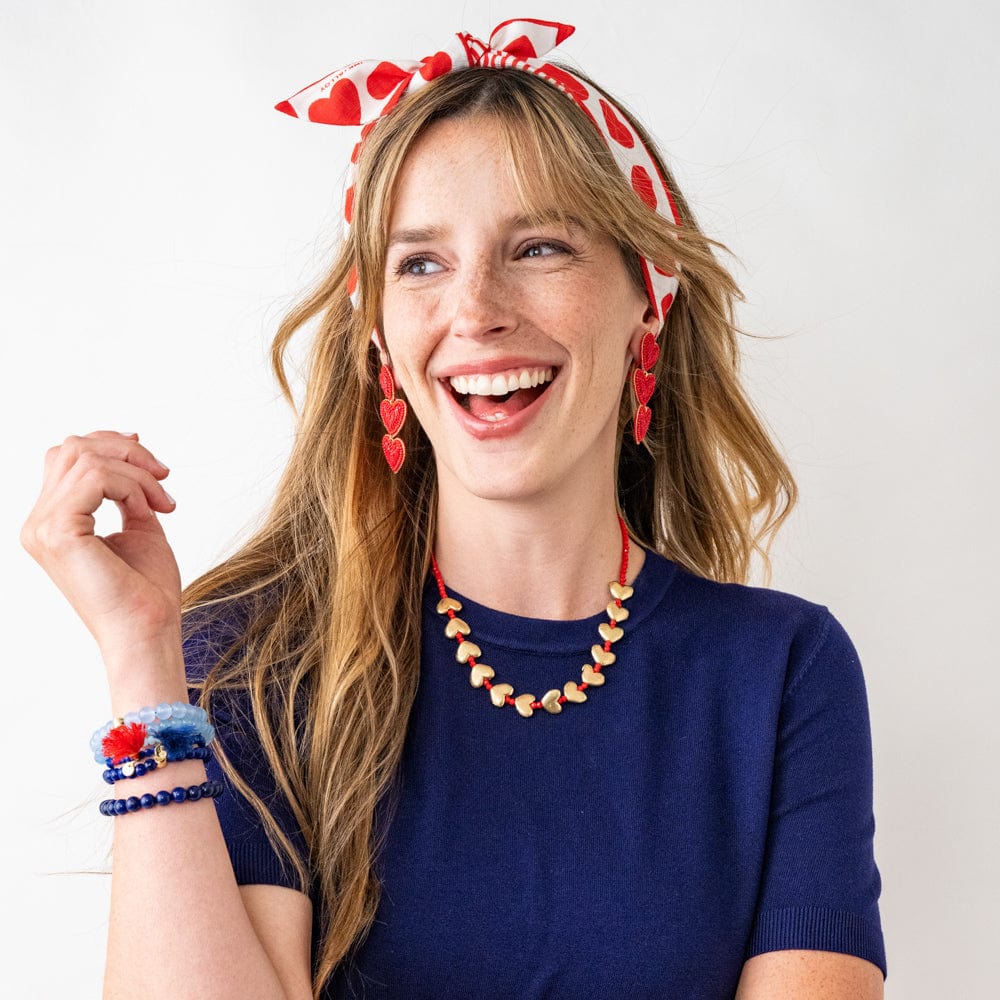 Kirsten Brass Heart Necklace With Crystals Red Wholesale