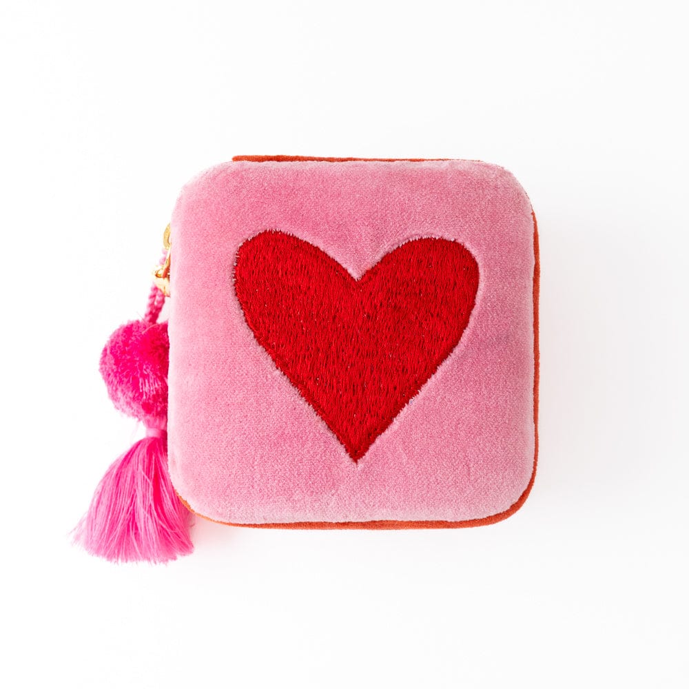 Ariel Heart Velvet Jewelry Box Pink Wholesale