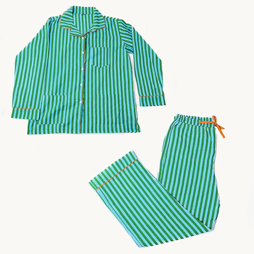 Bonnie Pajama Set Green & Blue