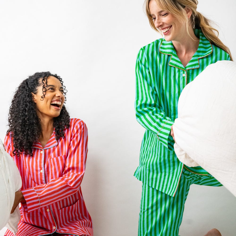 Bonnie pajama set green &amp; blue - SIZE RUN