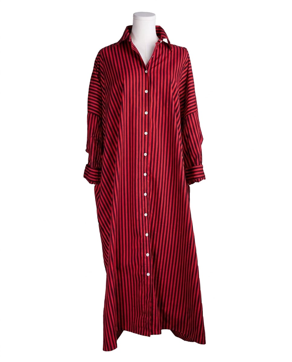 Colette Shirtdress In Port + Red Stripe L/XL