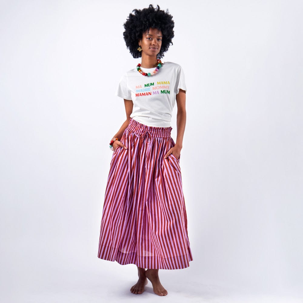 Keaton Stripe Skirt Rust + Lilac Wholesale
