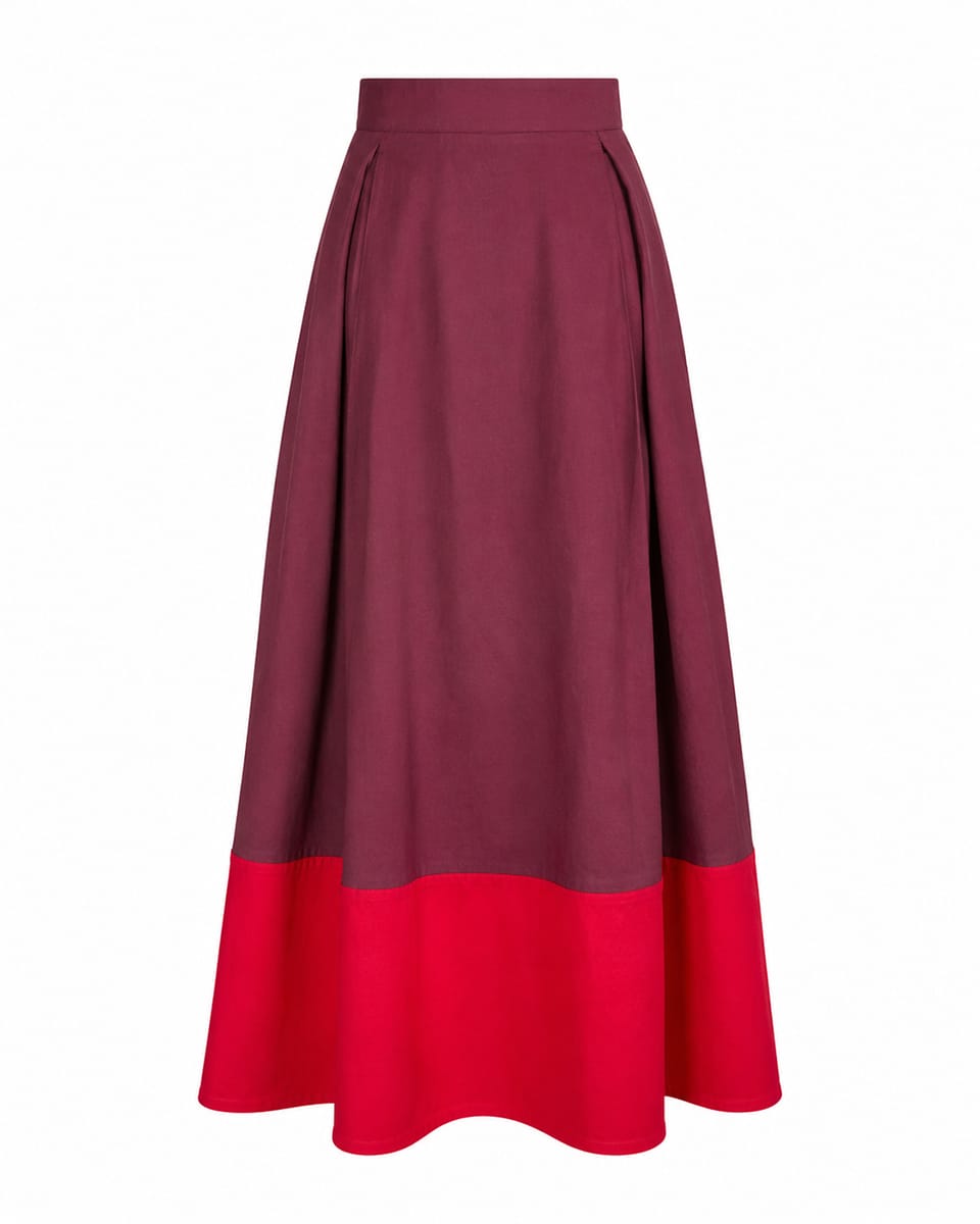 Clementine Colorblock Skirt Port + Red Small