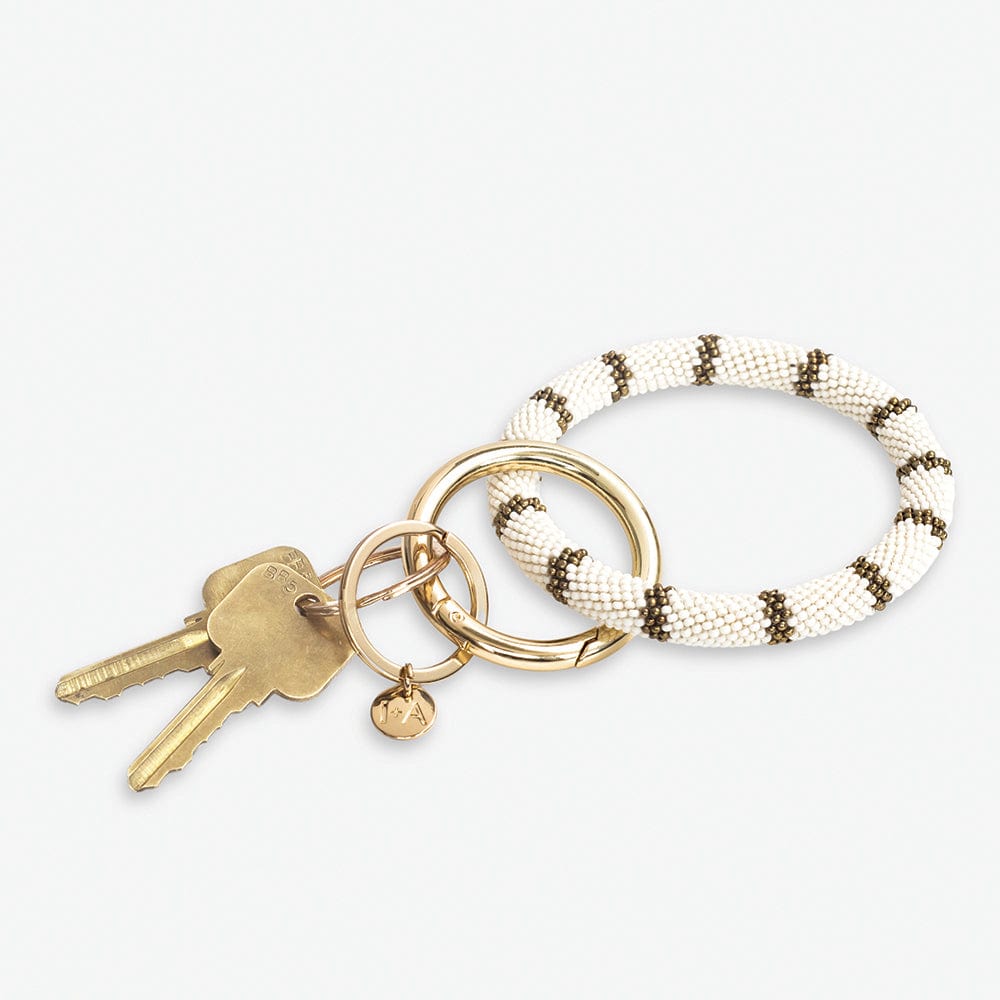 Chloe Stripe Key Ring Cream Wholesale