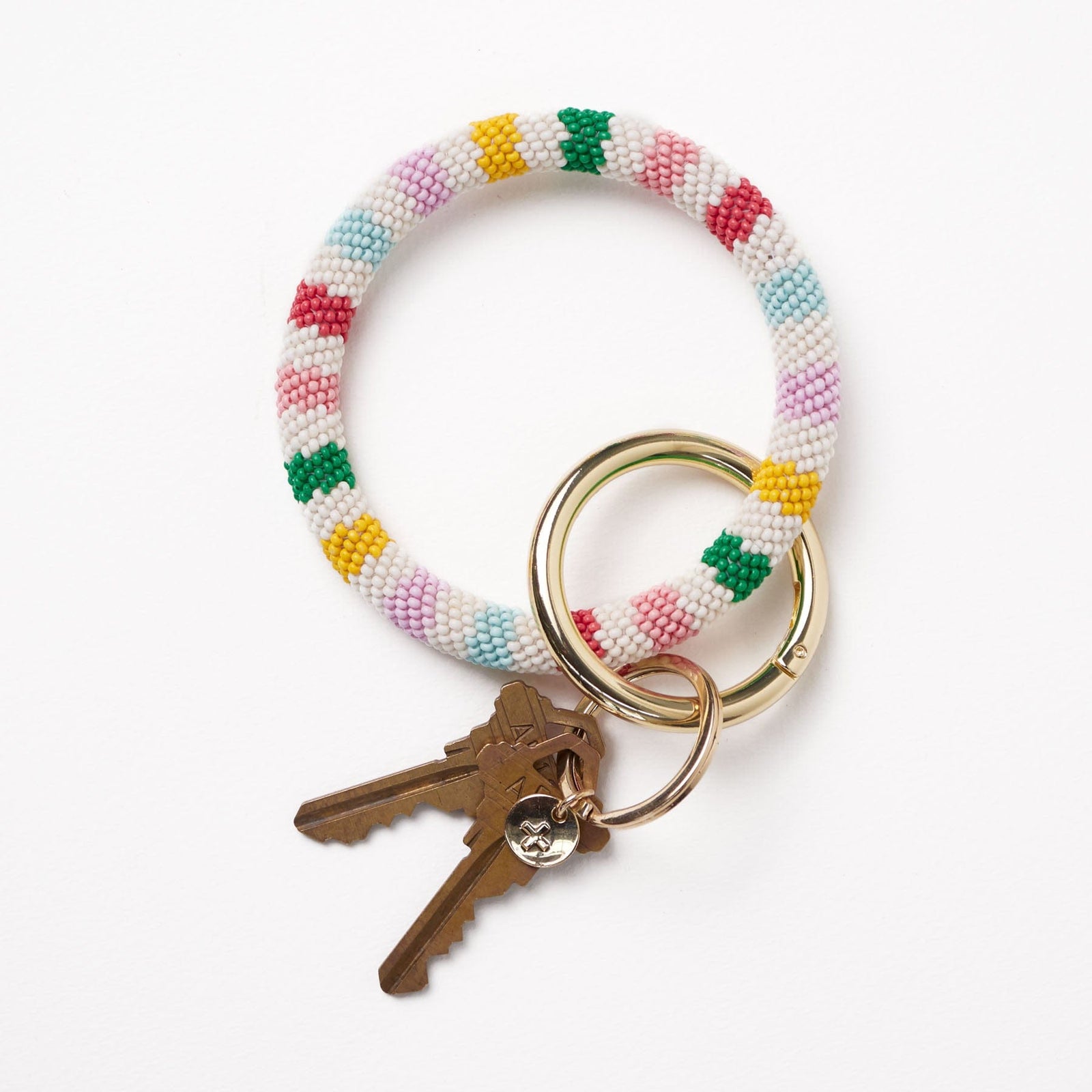 Chloe Stripe Beaded Key Ring Bracelet Light Check Wholesale