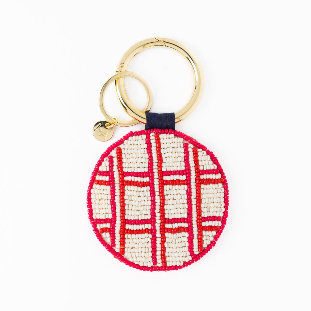 Kelsey Bow Seed Bead Bag Charm Key Ring Ivory Wholesale