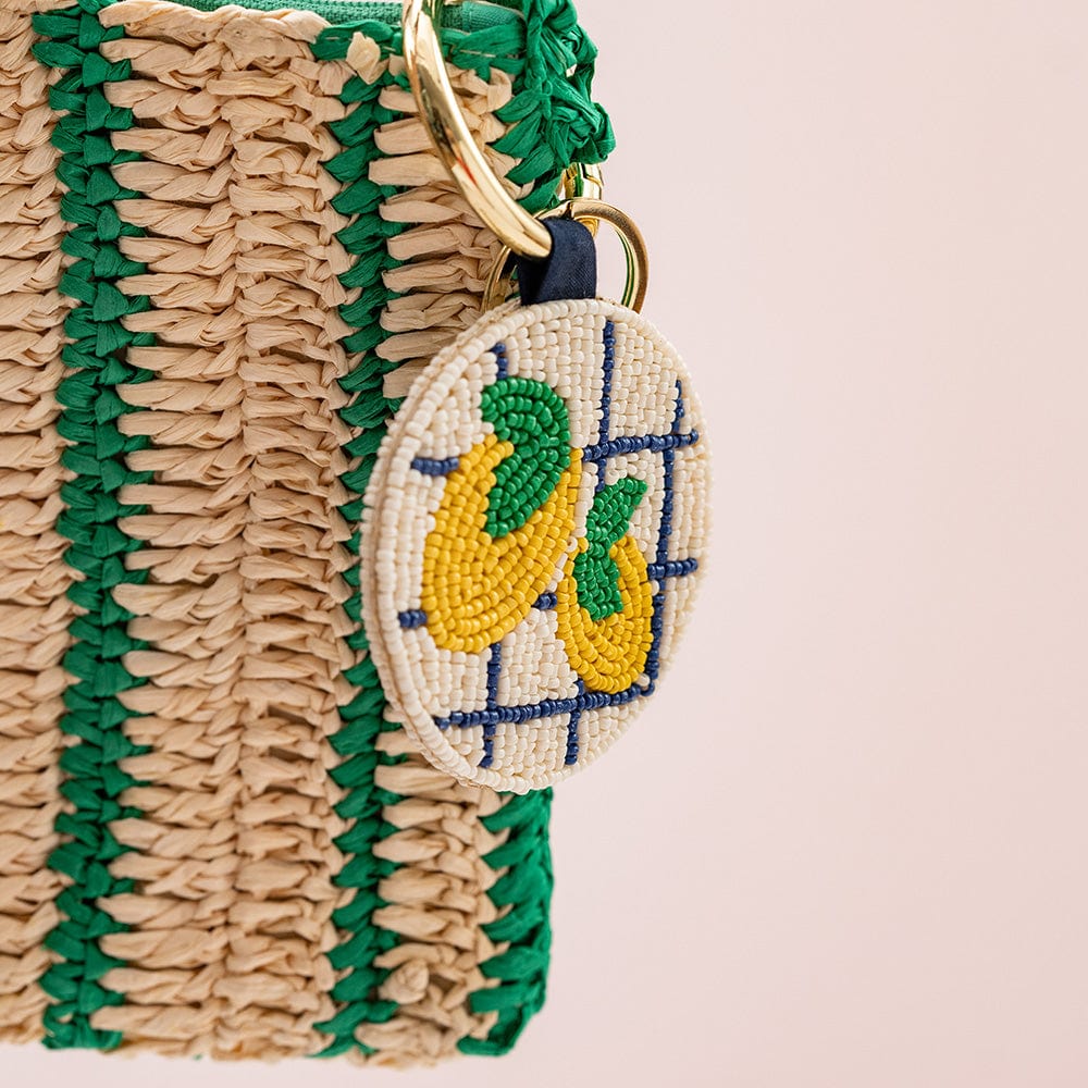 Kelsey Lemons Seed Bead Bag Accessory Key Ring Lemon Yellow Ivory