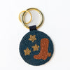 Kelsey Boot Seed Bead Bag Accessory Key Ring Navy