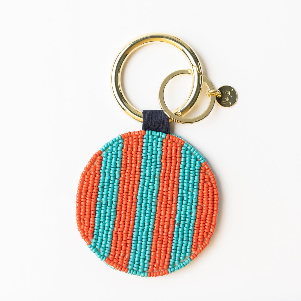 Kelsey Bananas Seed Bead Bag Accessory Key Ring Turquoise