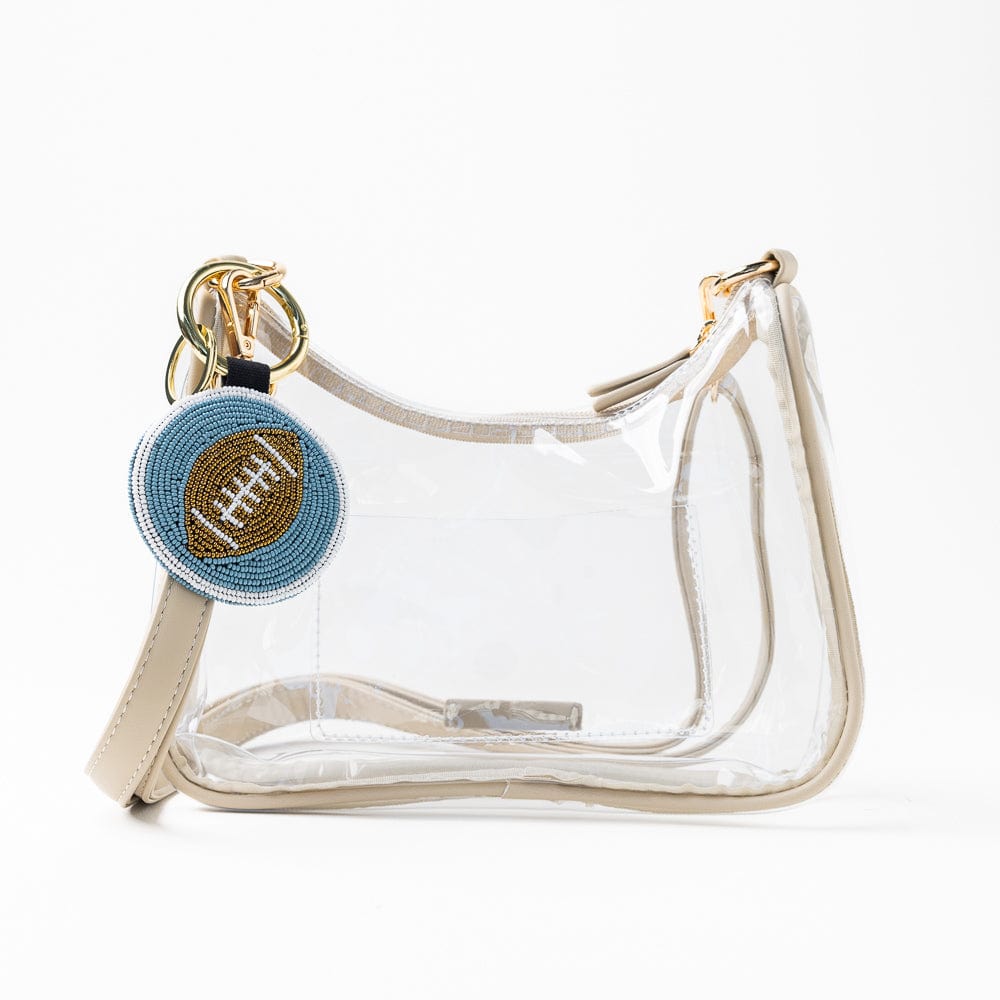 Game Day Football Beaded Bag Charm Navy, Blue, + White Wholesale