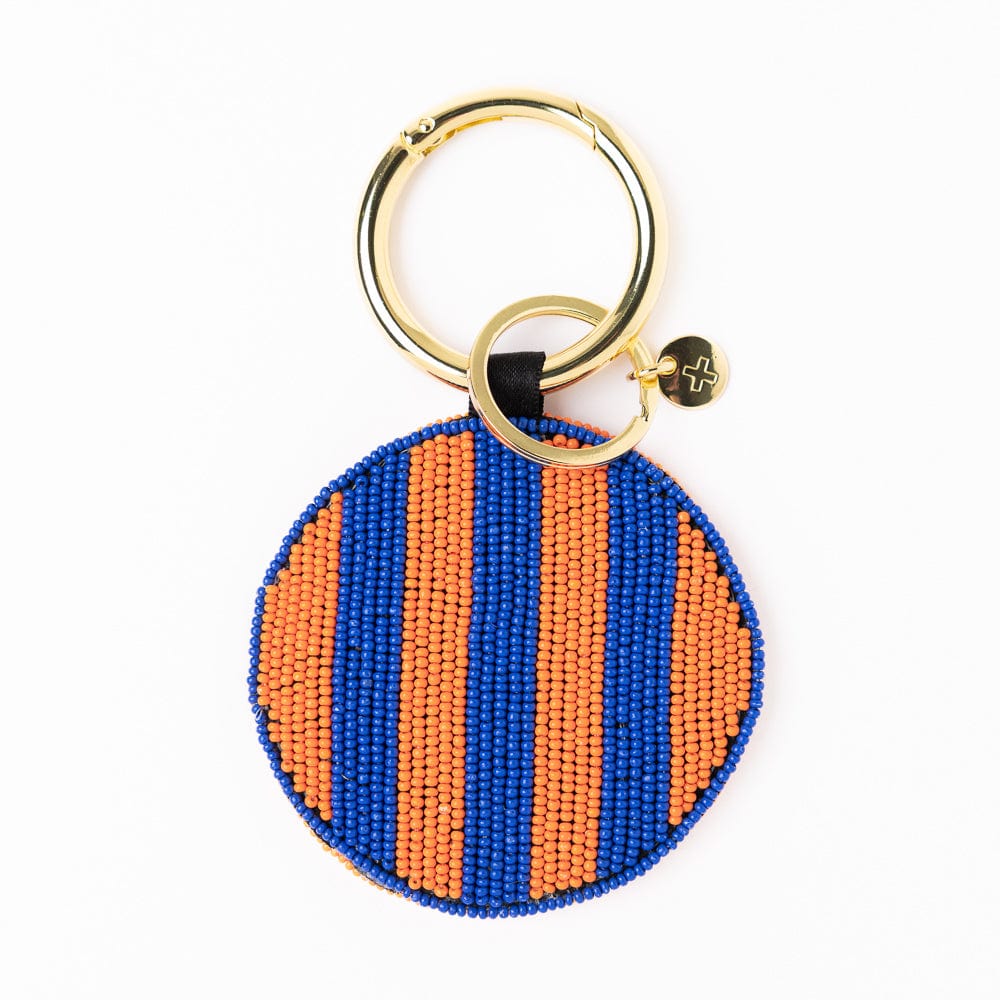 Game Day Football Beaded Bag Charm Blue + Orange Wholesale