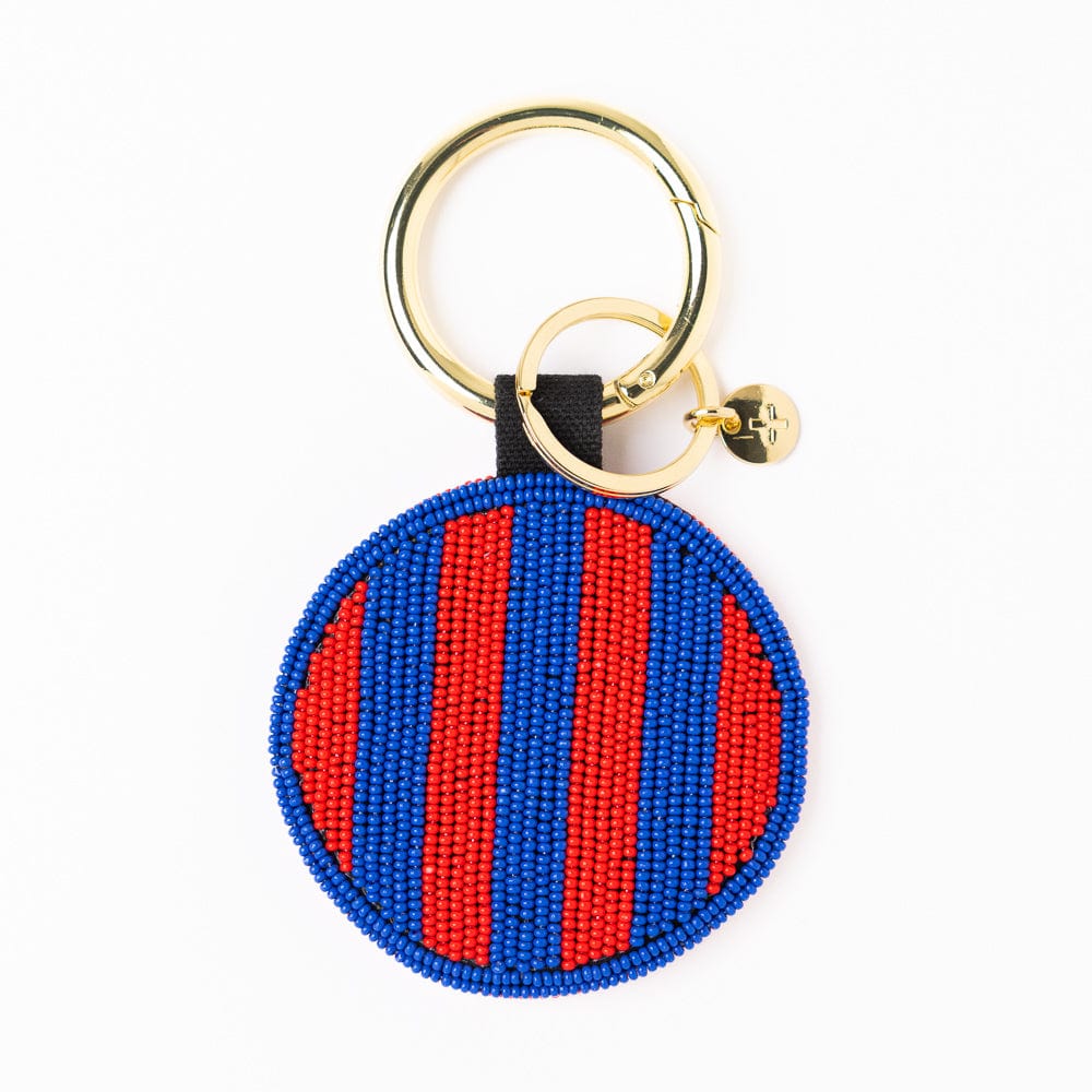 Game Day Football Beaded Bag Charm Blue + Crimson Wholesale