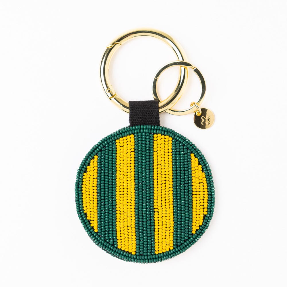 Game Day Football Beaded Bag Charm Green + Yellow Wholesale