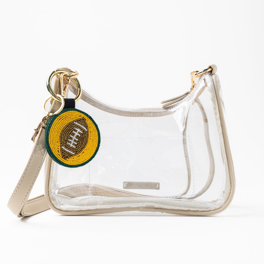 Game Day Football Beaded Bag Charm Green + Yellow Wholesale