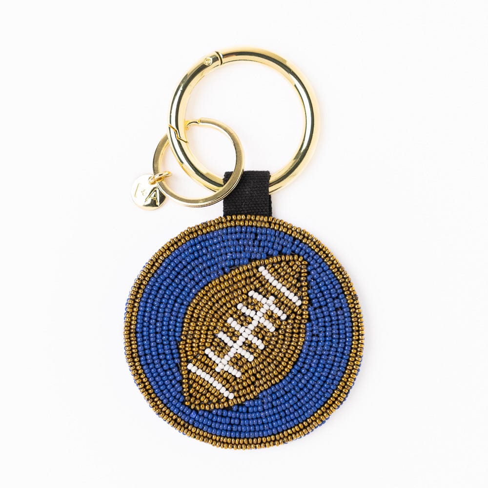 Game Day Football Beaded Bag Charm Blue, Gold, + Green Wholesale