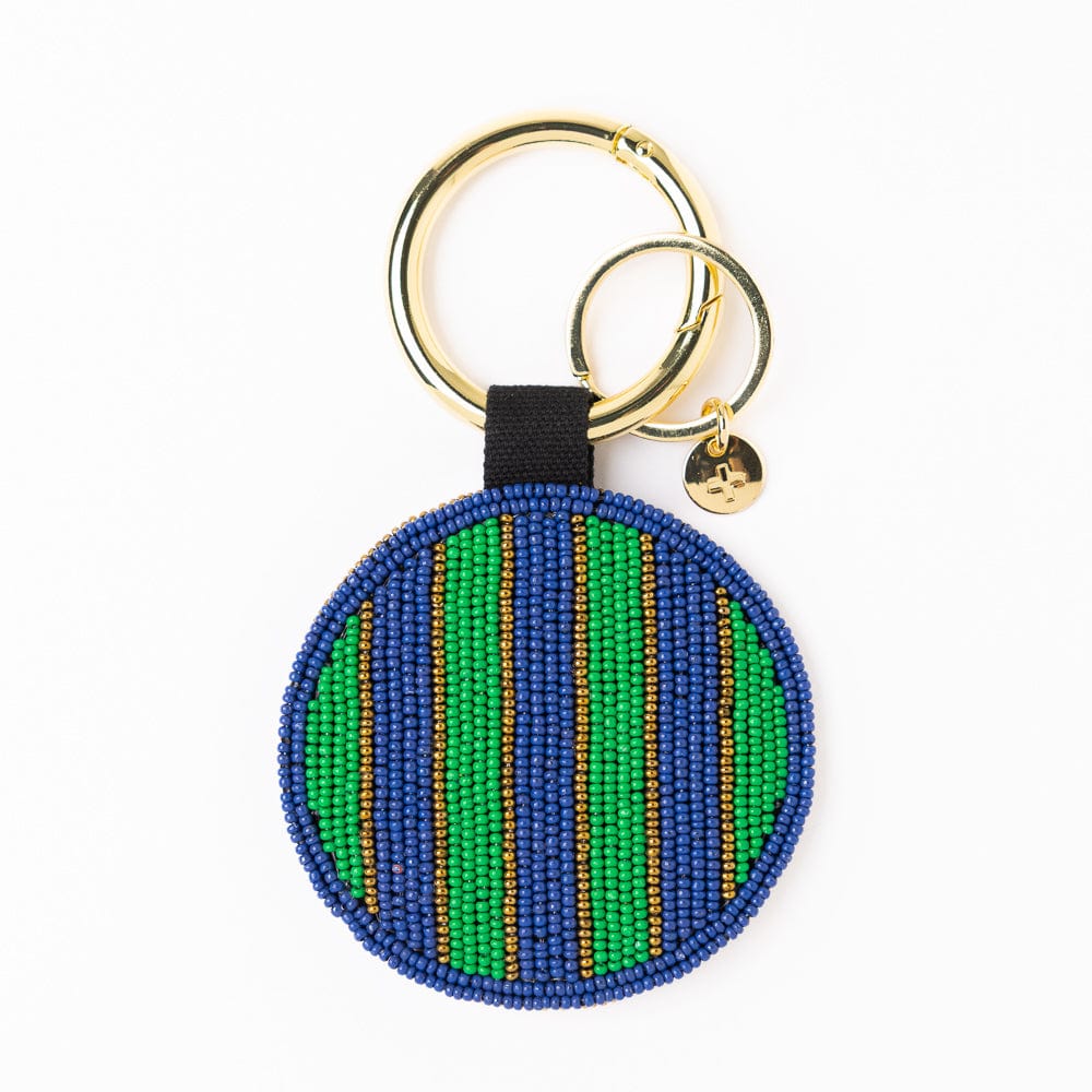 Game Day Football Beaded Bag Charm Blue, Gold, + Green Wholesale