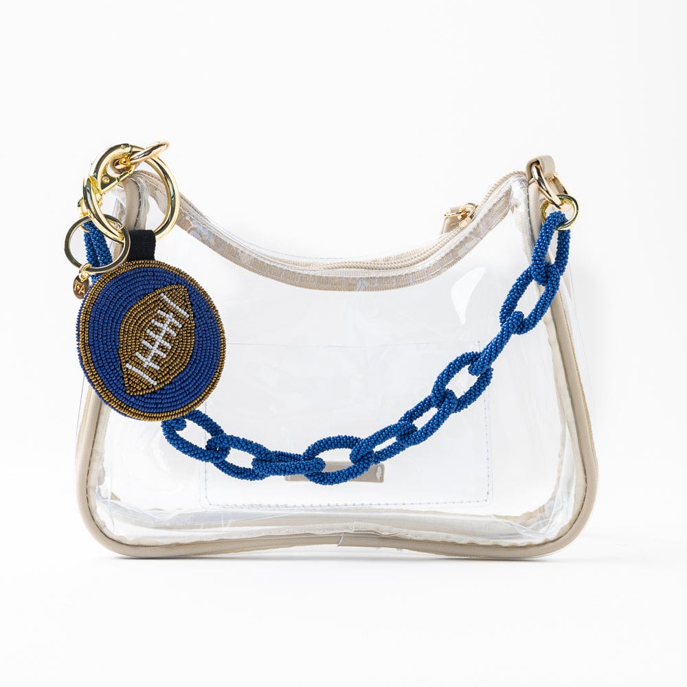 Game Day Football Beaded Bag Charm Blue, Gold, + Green Wholesale