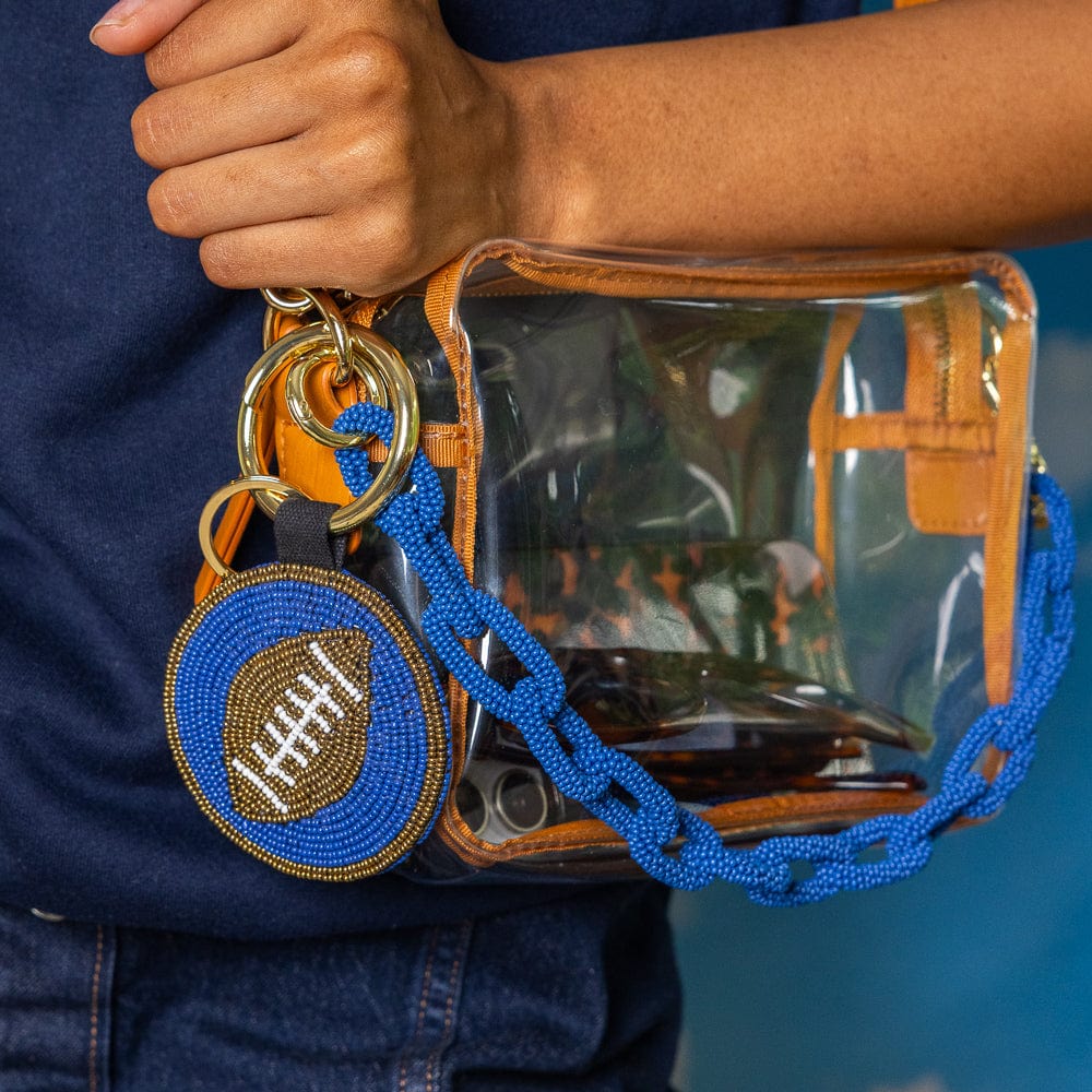 Game Day Football Beaded Bag Charm Blue, Gold, + Green Wholesale