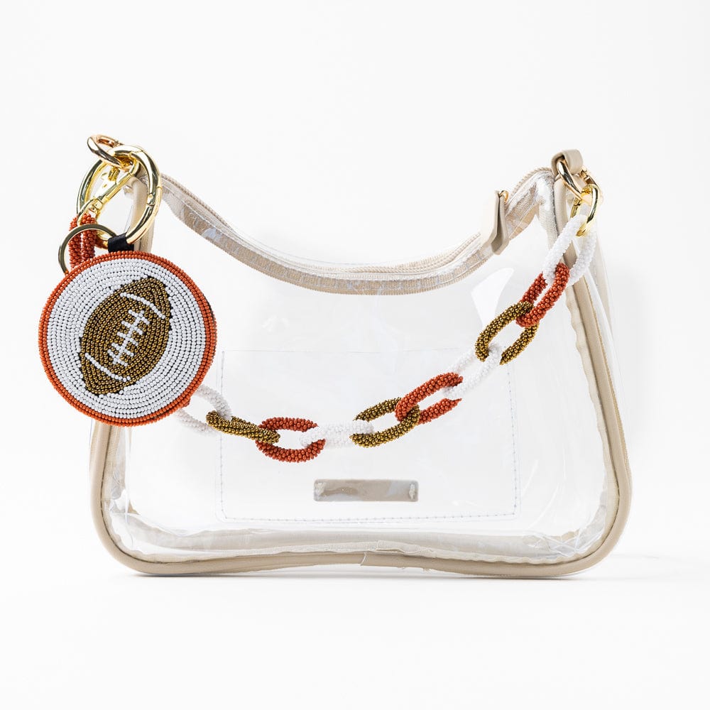 Game Day Football Beaded Bag Charm Burnt Orange Wholesale