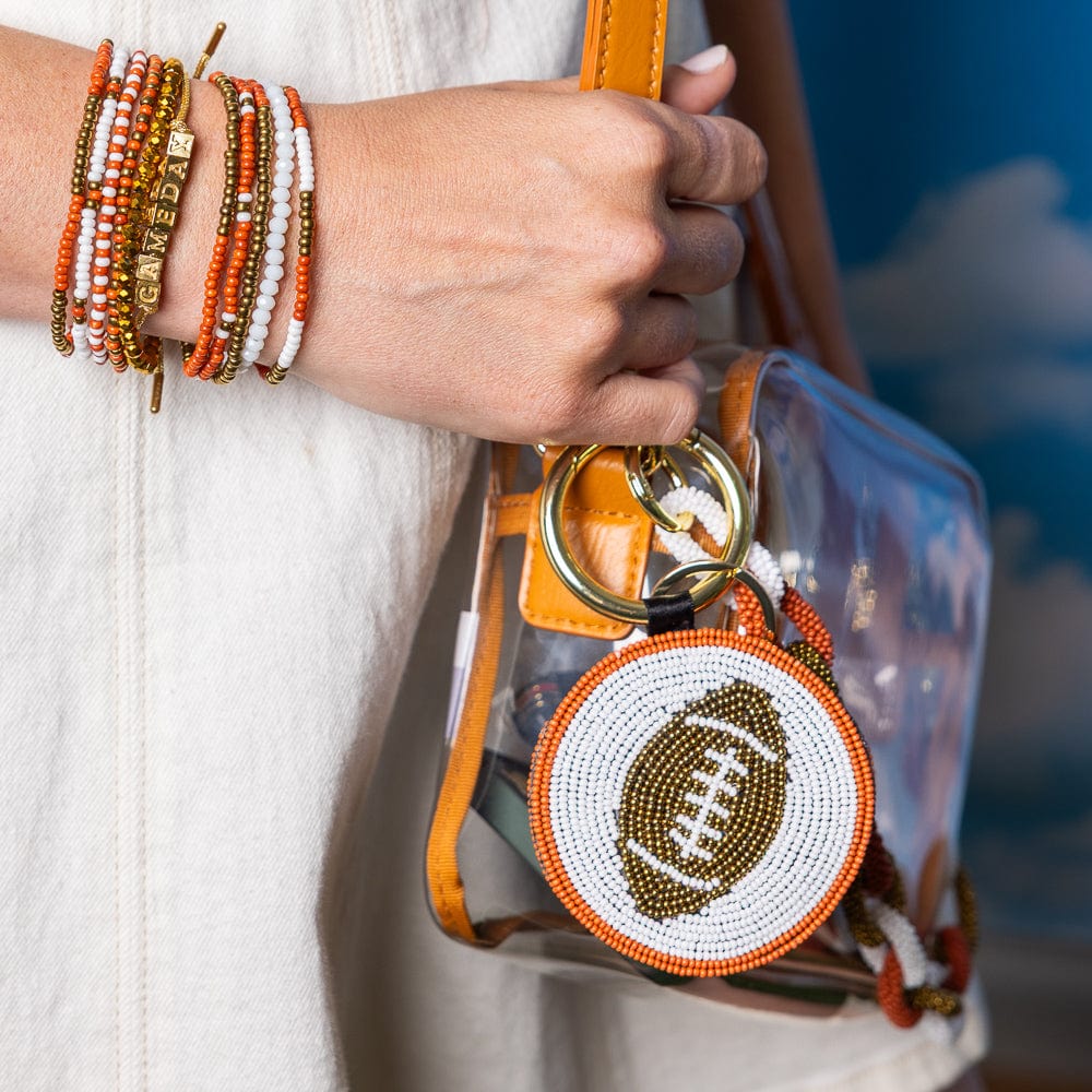 Game Day Football Beaded Bag Charm Burnt Orange Wholesale
