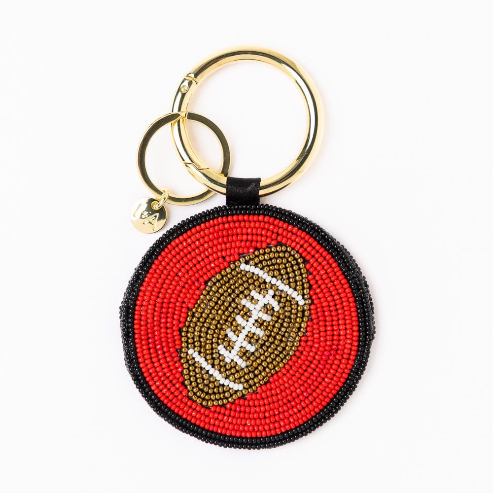 Game Day Football Beaded Bag Charm Red + Black Wholesale