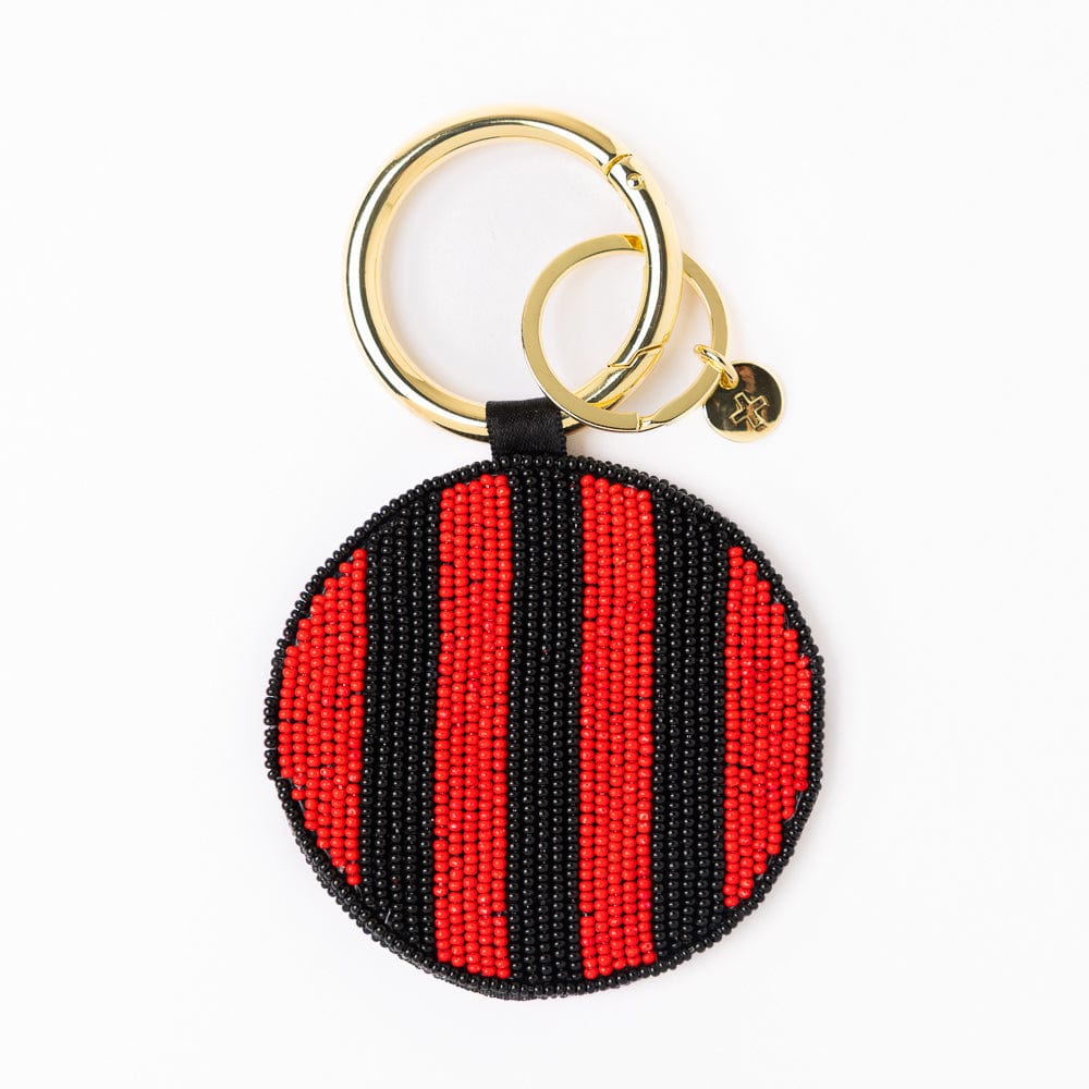 Game Day Football Beaded Bag Charm Red + Black Wholesale