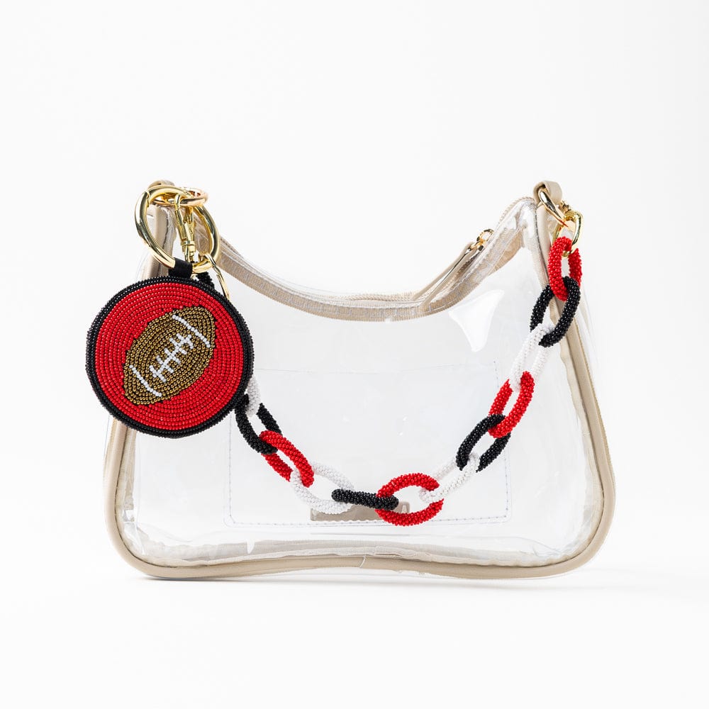 Game Day Football Beaded Bag Charm Red + Black Wholesale