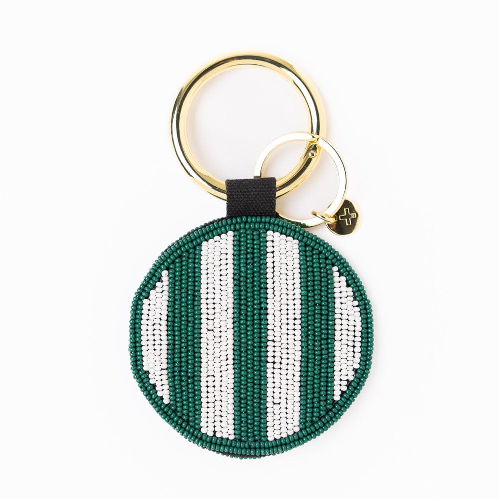 Game Day Football Beaded Bag Charm Green + White Wholesale