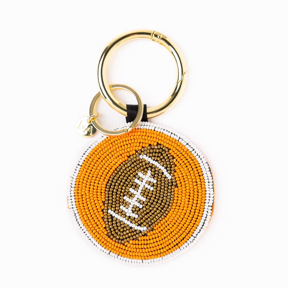Game Day Football Beaded Bag Charm Orange + White Wholesale