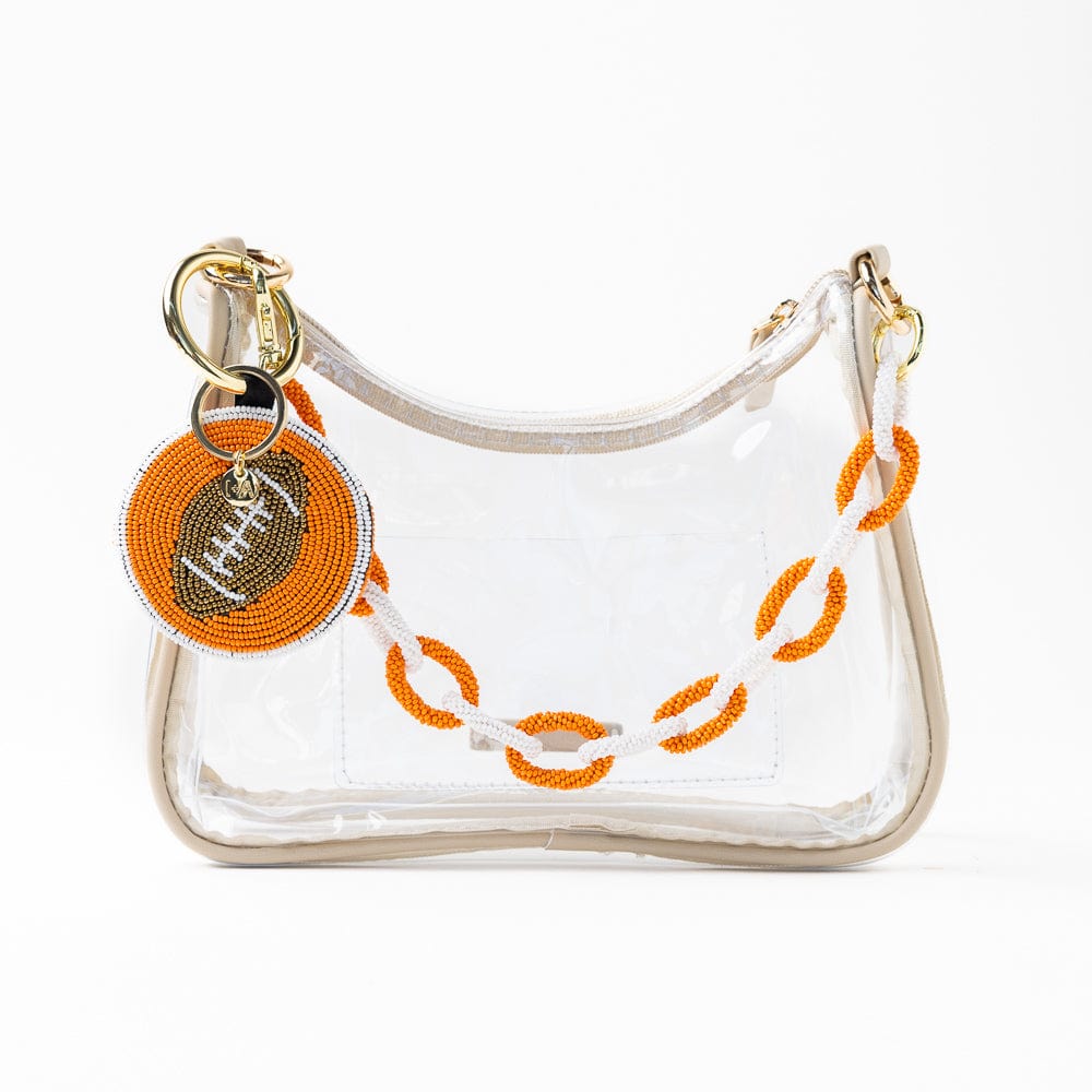 Game Day Beaded Bag Chain Orange + White Wholesale