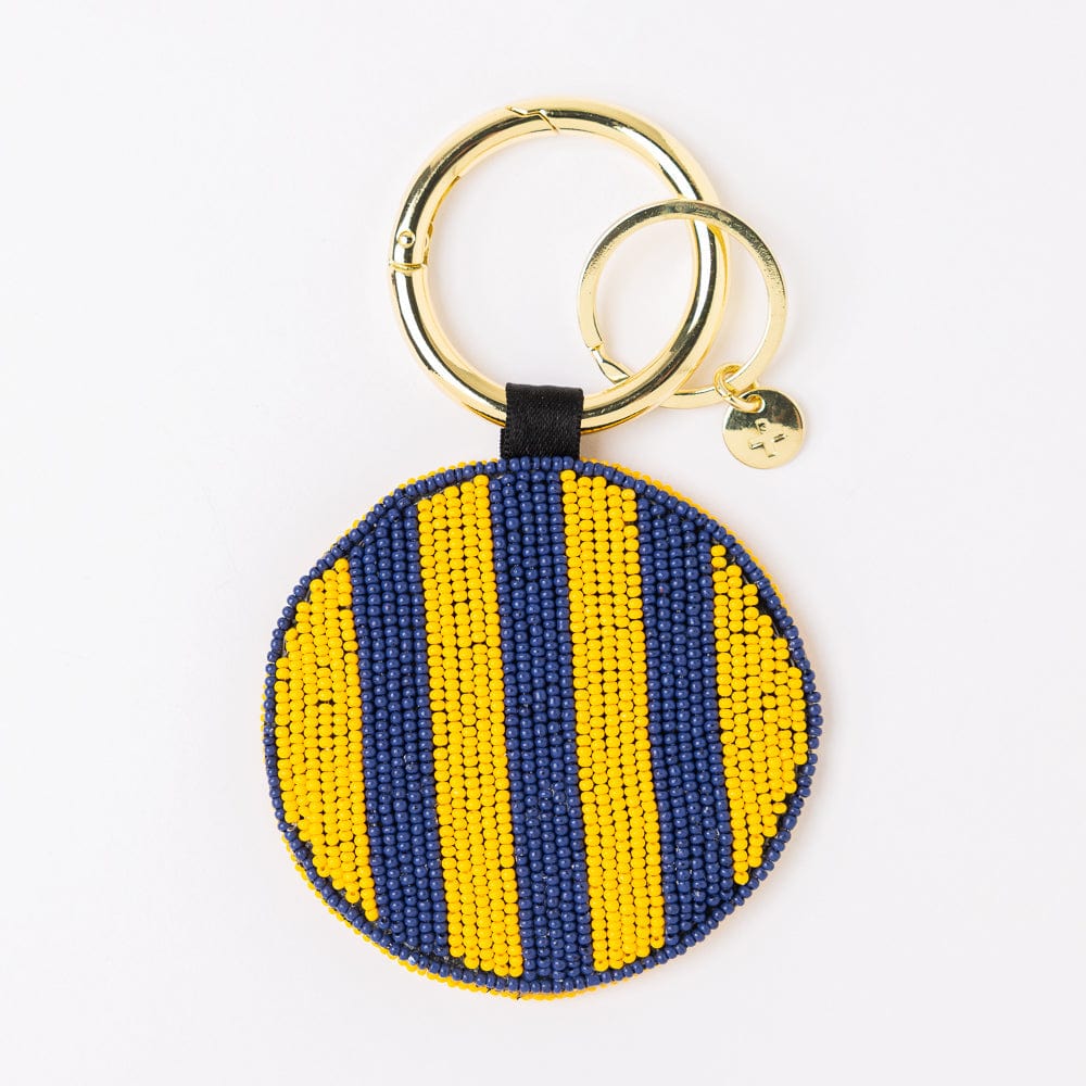 Game Day Football Beaded Bag Charm Yellow + Blue Wholesale