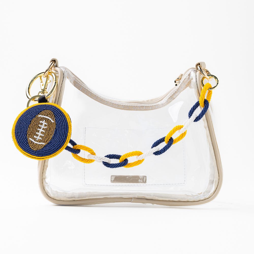 Game Day Football Beaded Bag Charm Yellow + Blue Wholesale