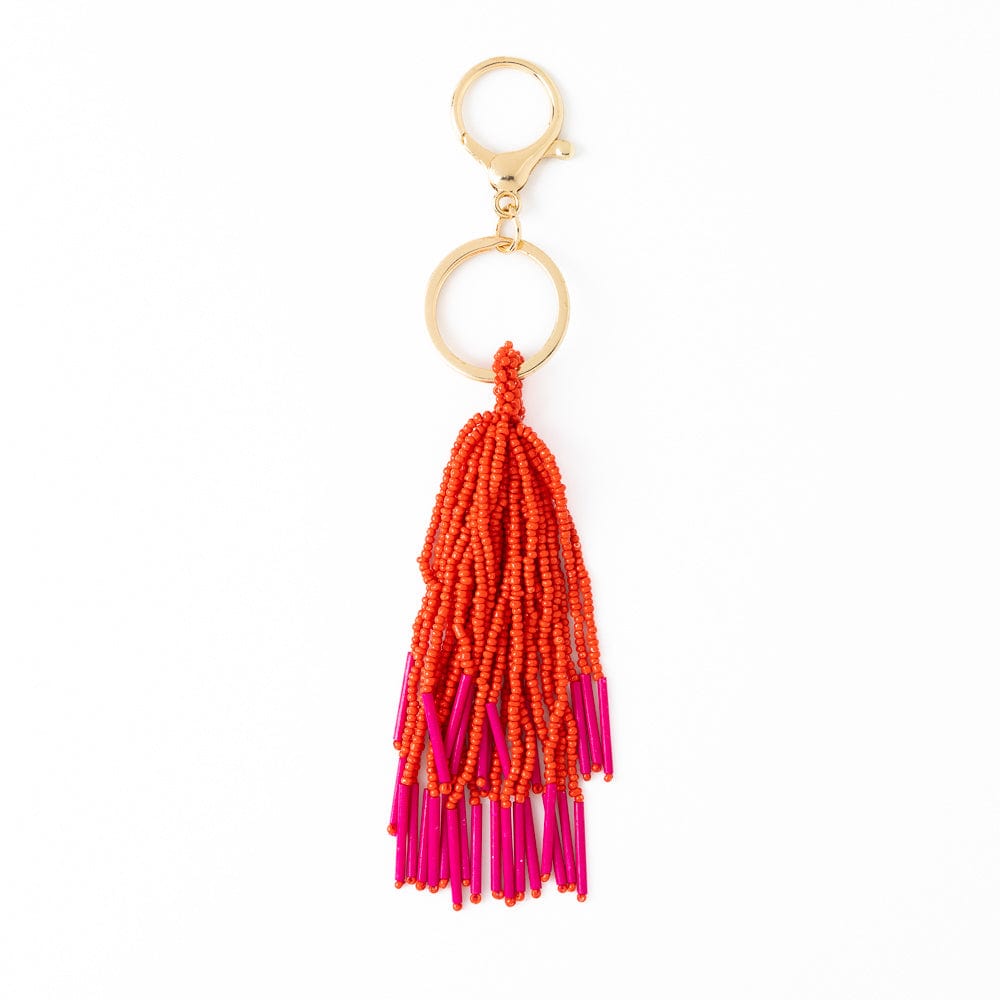 Diana Tassel Beaded Bag Charm Red + Hot Pink Wholesale
