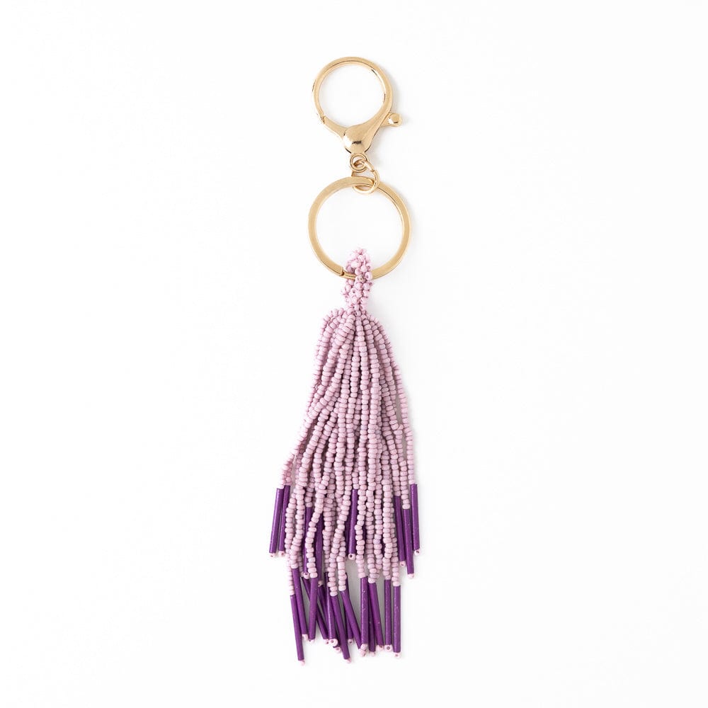 Diana Tassel Beaded Bag Charm Lilac + Dark Purple Wholesale