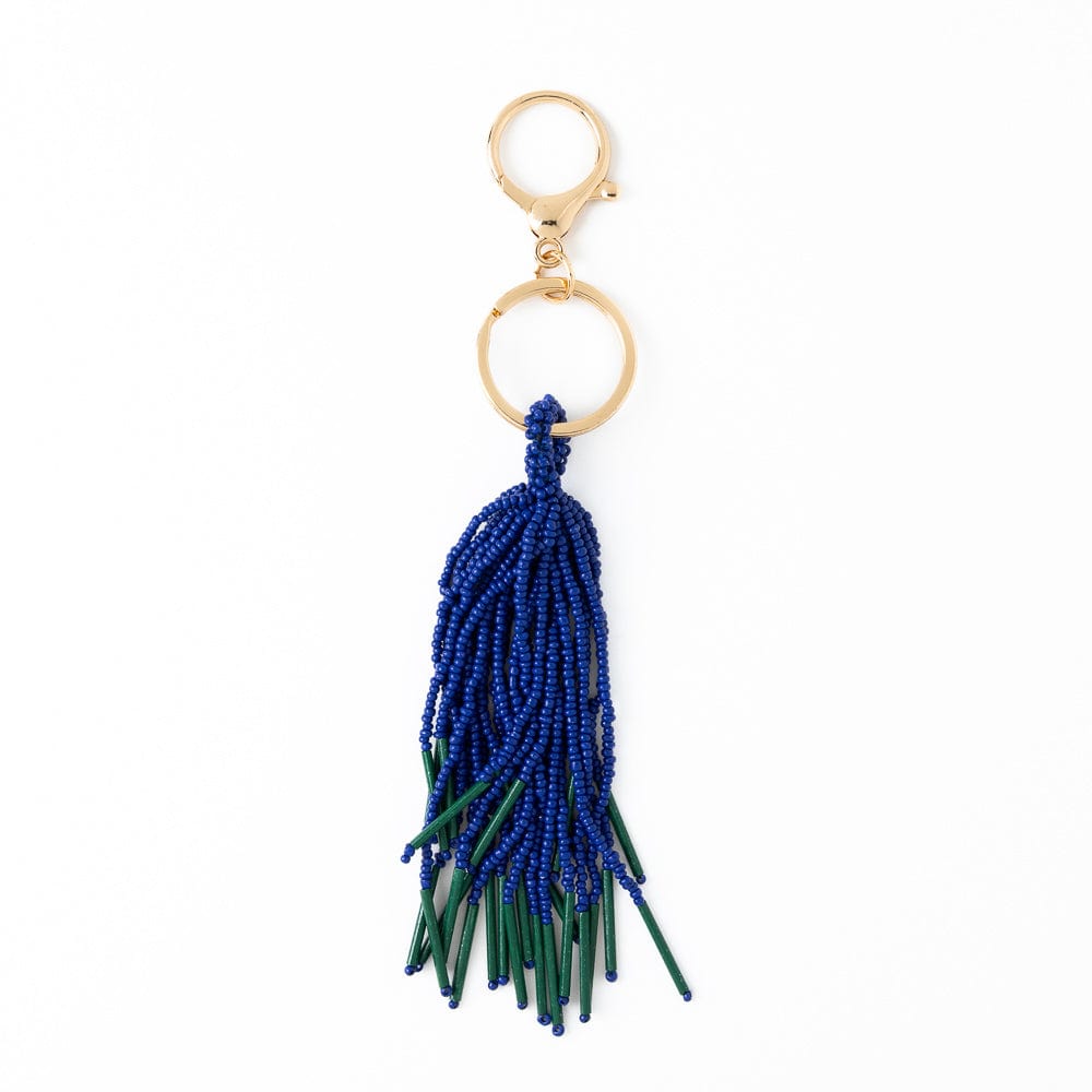 Diana Tassel Beaded Bag Charm Navy + Emerald Green Wholesale