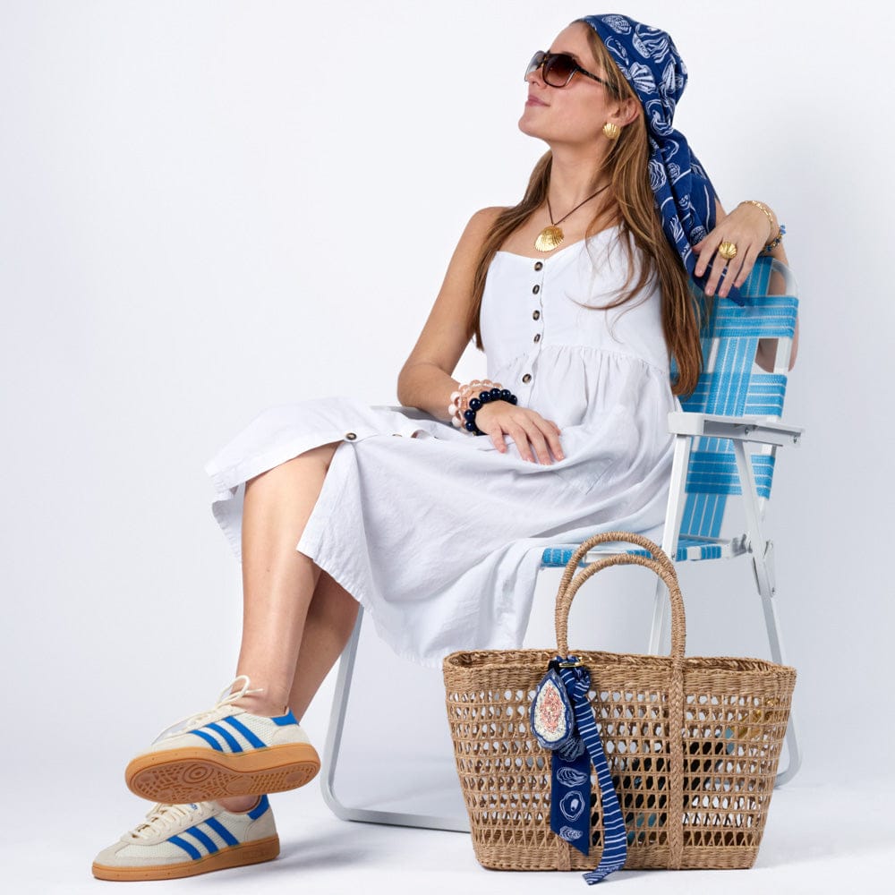 Riley Oyster Beaded Bag Charm Grey Wholesale