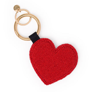 Riley Heart Beaded Bag Charm Red