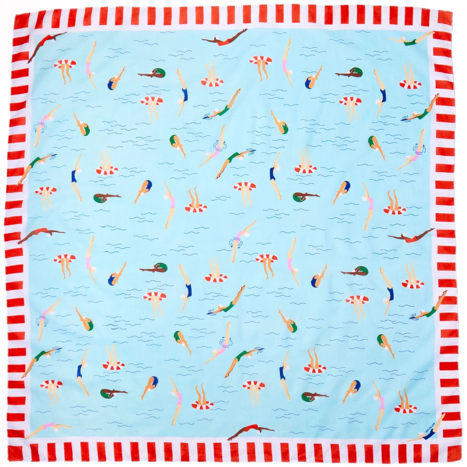 Olivia Square Scarf Swimmer Print Wholesale