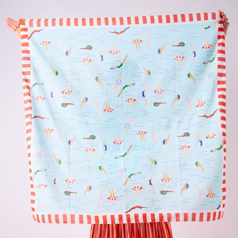 Olivia Square Scarf Swimmer Print Wholesale