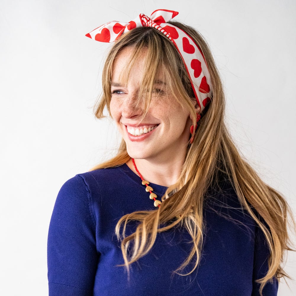 Camile Skinny Scarf Heart Print Wholesale