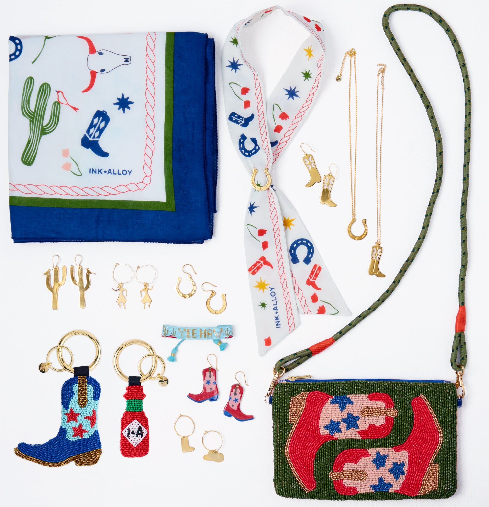 Camile Skinny Scarf Western Print Wholesale