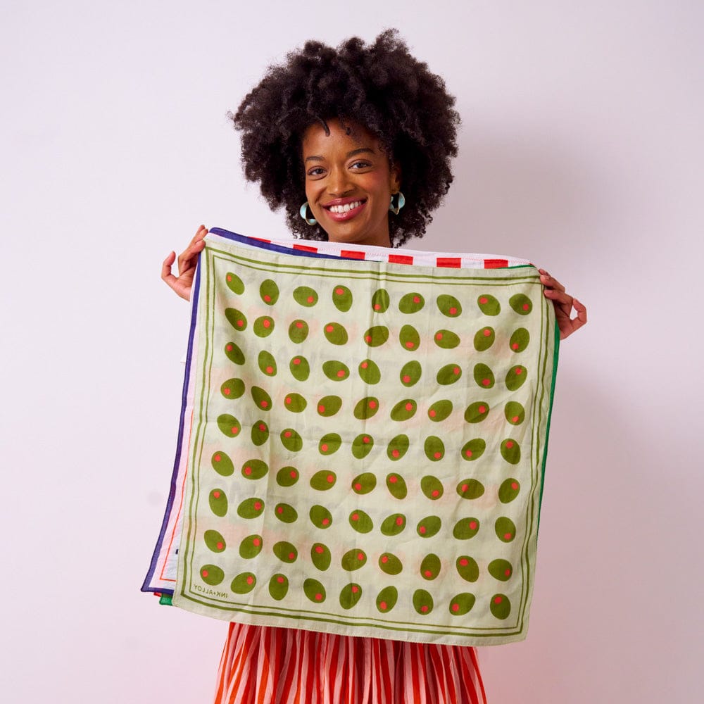 Carson Olive Print Scarf 21x21 Wholesale