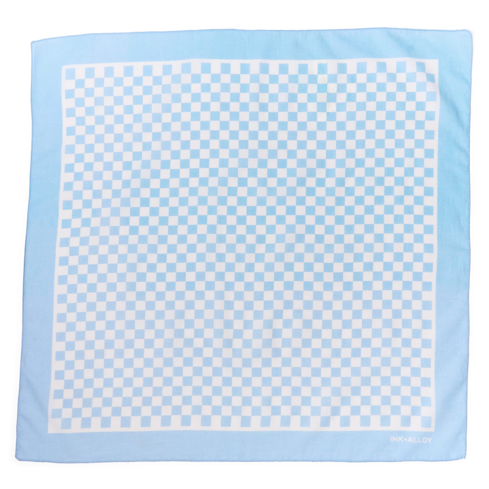 Game Day Check Scarf + Scrunchie Light Blue + White 21x21 Wholesale